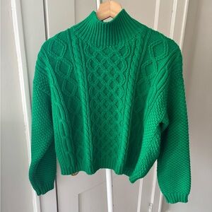 Vintage  Green Cable Knit Women's Sweater Sz Lg